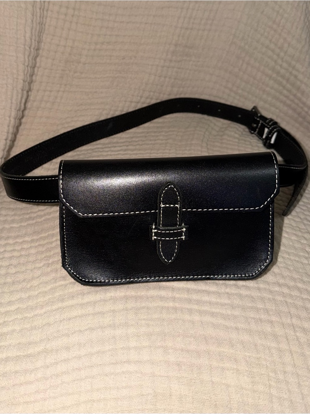 Banana Republic Heritage Leather Belt Bag In Black Fanny Pack Bum Bag Minimalist